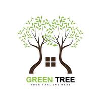 logotipo de árbol, árboles verdes y diseño de madera, ilustración forestal, juegos de árboles para niños vector