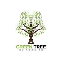 logotipo de árbol, árboles verdes y diseño de madera, ilustración forestal, juegos de árboles para niños vector