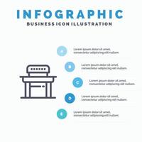 Desk Student Chair School Blue Infographics Template 5 Steps Vector Line Icon template