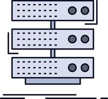 server storage rack database data Flat Color Icon Vector