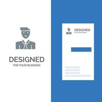 Man User Student Teacher Avatar Grey Logo Design and Business Card Template vector