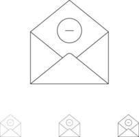 Communication Delete DeleteMail Email Bold and thin black line icon set vector