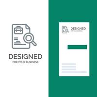 Worker Document Search Jobs Grey Logo Design and Business Card Template vector