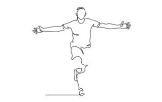 one line drawing of happiness man running illustration vector