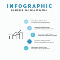 Growth Chart Flowchart Graph Increase Progress Line icon with 5 steps presentation infographics Back vector