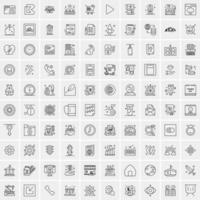 paquete de 100 iconos de líneas universales para móviles y web vector