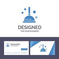 ilustración de vector de émbolo de mejora de limpieza de plantilla de logotipo y tarjeta de visita creativa