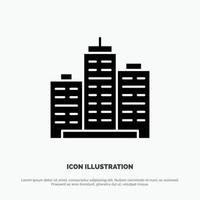 Building Architecture Business Estate Office Property Real solid Glyph Icon vector