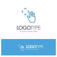 mano mano cursor arriba croup contorno azul logotipo lugar para eslogan vector