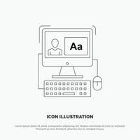 Computer Screen Software Editing Line Icon Vector