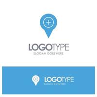 Location Map Navigation Pin Plus Blue Solid Logo with place for tagline vector