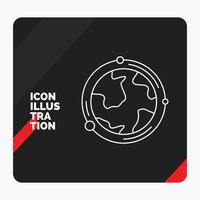 Red and Black Creative presentation Background for earth. globe. world. geography. discovery Line Icon vector