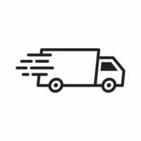 icono de estilo de esquema de camión de entrega rápida vector