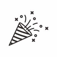 confetti popper outline icon vector