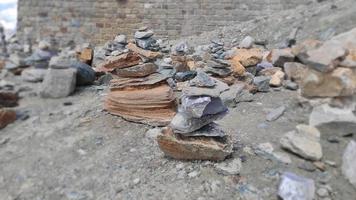 Stack of stones on top of the mountain arranged for meditation. photo