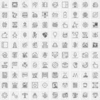 conjunto de 100 iconos de línea de negocios creativos vector