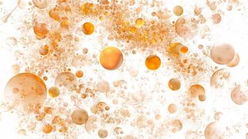 Yellow bubbles of air gas in water on a white background. Water bubble drop background champagne gas transparent underwater. Soda texture 3d render photo