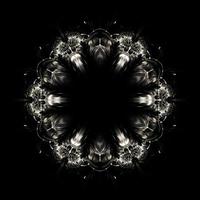 Beautiful abstract 3d flower, glowing flower petals on a black background. 3d render photo