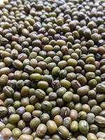 Mung beans texture, green bean seeds, bokeh style photography photo