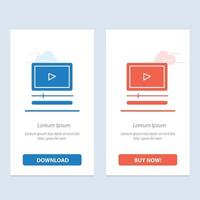 Video Player Audio Mp3 Mp4  Blue and Red Download and Buy Now web Widget Card Template vector