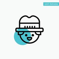 Farmer Gardener Man turquoise highlight circle point Vector icon