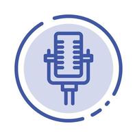 Microphone Multimedia Record Song Blue Dotted Line Line Icon vector