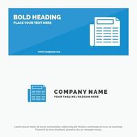 News Paper Document SOlid Icon Website Banner and Business Logo Template vector