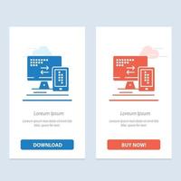 monitor de computadora celular móvil azul y rojo descargar y comprar ahora plantilla de tarjeta de widget web vector