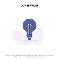 Our Services Business Defining Management Product Solid Glyph Icon Web card Template vector