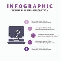 computadora portátil irlanda icono sólido infografía 5 pasos presentación antecedentes vector