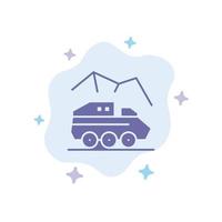 Exploration Planet Rover Surface Transport Blue Icon on Abstract Cloud Background vector