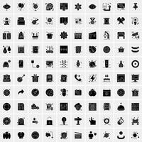 Set of 100 Universal Solid Icons vector