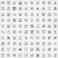 paquete de 100 iconos de líneas universales para móviles y web vector