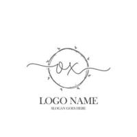 Initial OX beauty monogram and elegant logo design, handwriting logo of initial signature, wedding, fashion, floral and botanical with creative template. vector