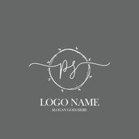 Initial PS beauty monogram and elegant logo design, handwriting logo of initial signature, wedding, fashion, floral and botanical with creative template. vector