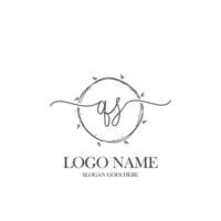 Initial QS beauty monogram and elegant logo design, handwriting logo of initial signature, wedding, fashion, floral and botanical with creative template. vector