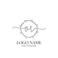 Initial OR beauty monogram and elegant logo design, handwriting logo of initial signature, wedding, fashion, floral and botanical with creative template. vector