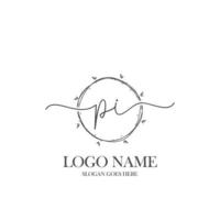 Initial PI beauty monogram and elegant logo design, handwriting logo of initial signature, wedding, fashion, floral and botanical with creative template. vector