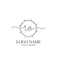 Initial RO beauty monogram and elegant logo design, handwriting logo of initial signature, wedding, fashion, floral and botanical with creative template. vector