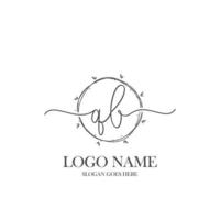 Initial QB beauty monogram and elegant logo design, handwriting logo of initial signature, wedding, fashion, floral and botanical with creative template. vector