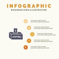 soborno corrupción elección influencia dinero sólido icono infografía 5 pasos presentación antecedentes vector