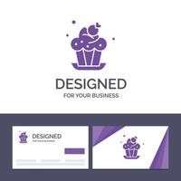 tarjeta de visita creativa y plantilla de logotipo panadería pastel taza postre vector ilustración