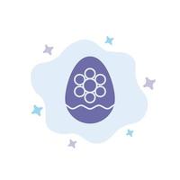 Egg Decoration Easter Flower Plant Blue Icon on Abstract Cloud Background vector