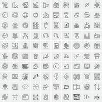 paquete de 100 iconos de líneas universales para móviles y web vector