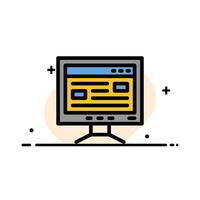 Computer Online Study Education  Business Flat Line Filled Icon Vector Banner Template