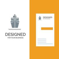 Boat Ship Transport Vessel Grey Logo Design and Business Card Template vector