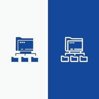 Folder Folders Network Computing Line and Glyph Solid icon Blue banner vector