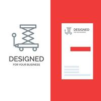 Car Construction Lift Scissor Grey Logo Design and Business Card Template vector