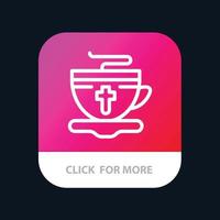 Tea Cup Easter Hot Mobile App Button Android and IOS Line Version vector