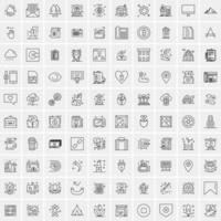 paquete de 100 iconos de líneas universales para móviles y web vector